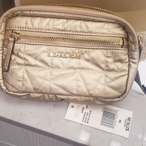Michael Kors "Winnie" Gold Metallic Canvas Beltbag